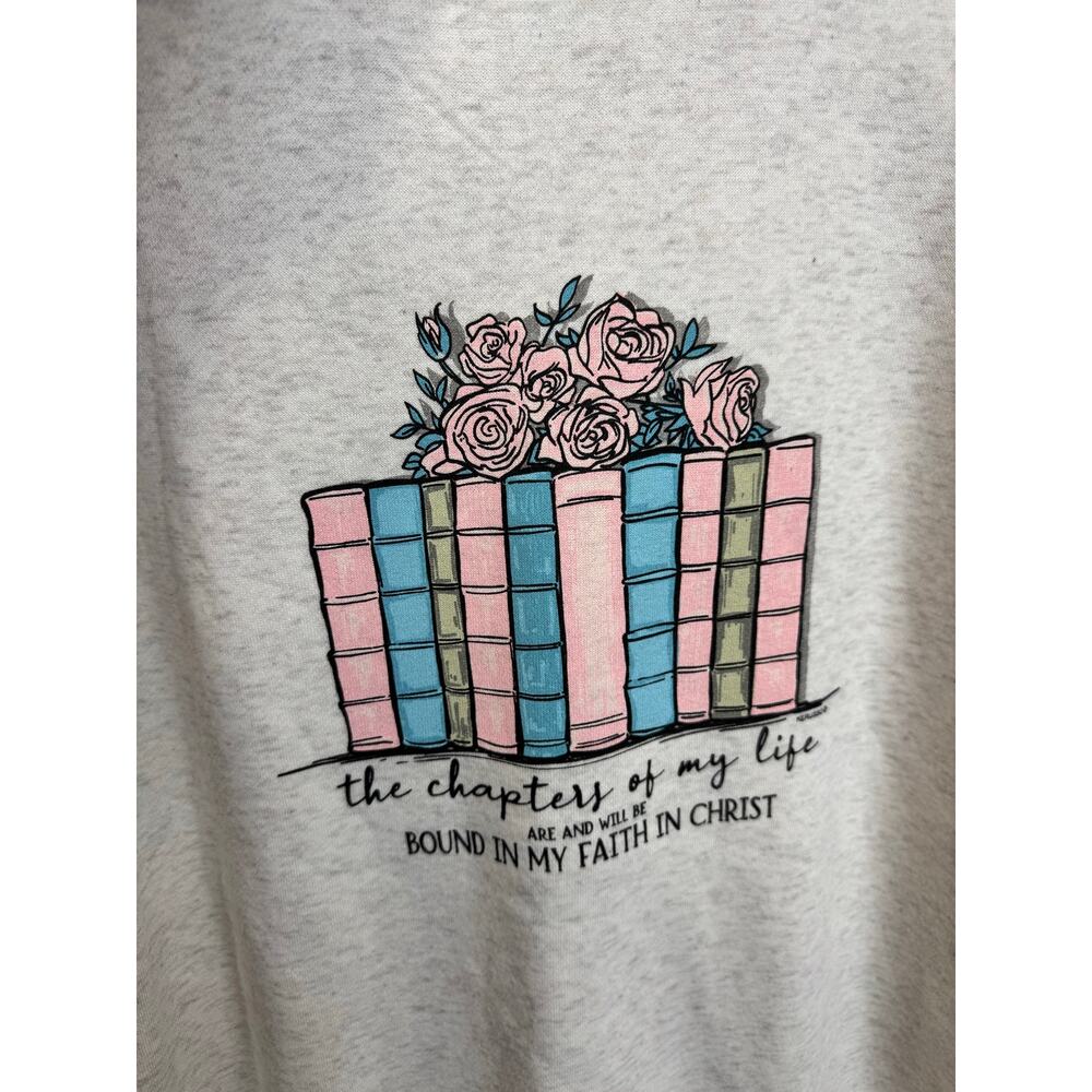 Kerusso Women's Cream Books Graphic Religious Sweatshirt Size Large - Picture 2 of 5